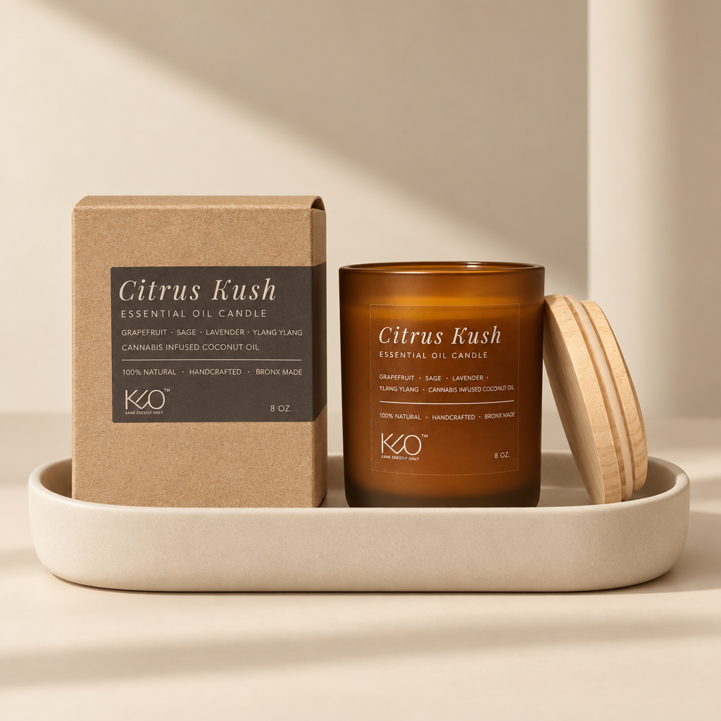 Fun Size Citrus Kush Candle & Curated Playlist.