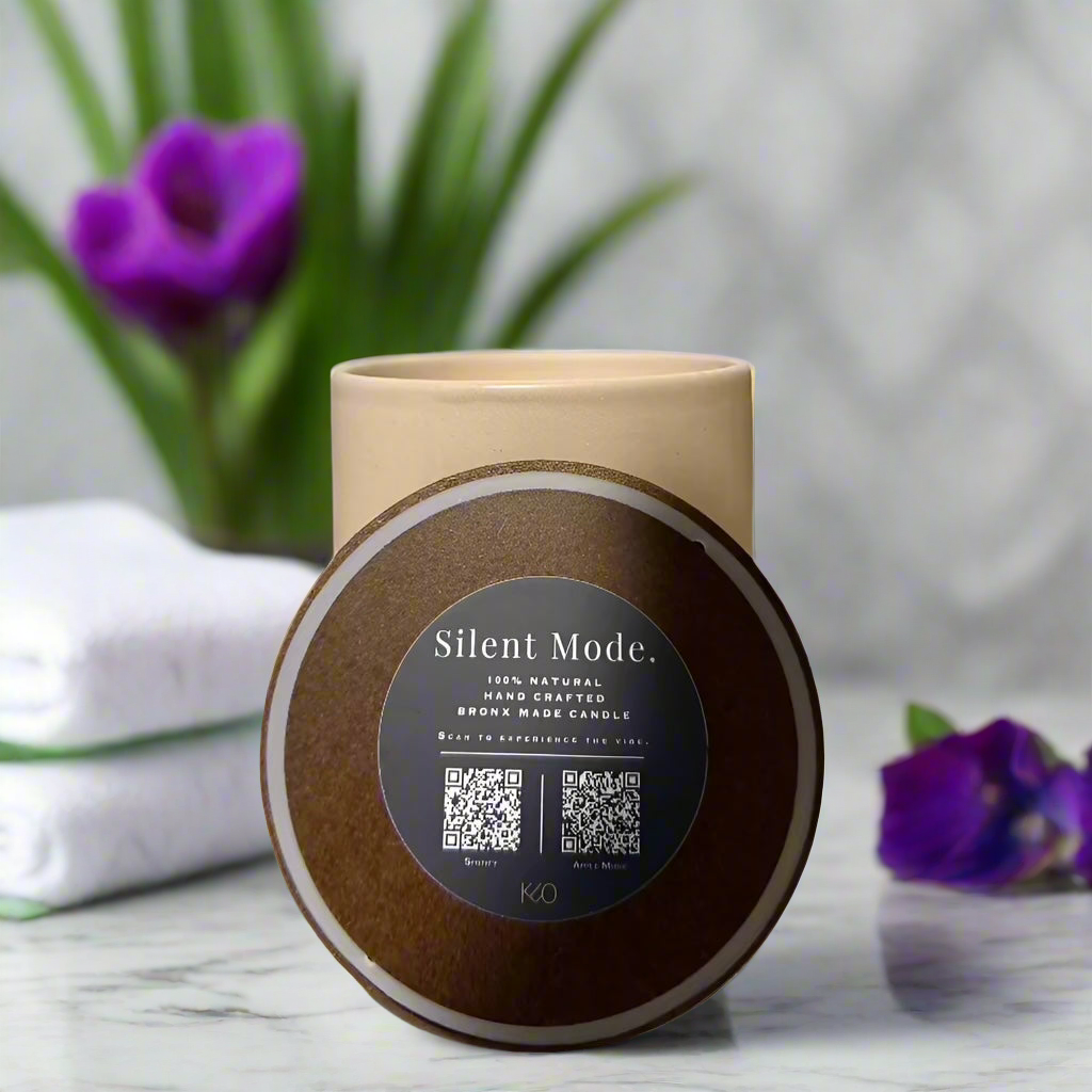 Silent Mode. Candle w/Curated Playlist