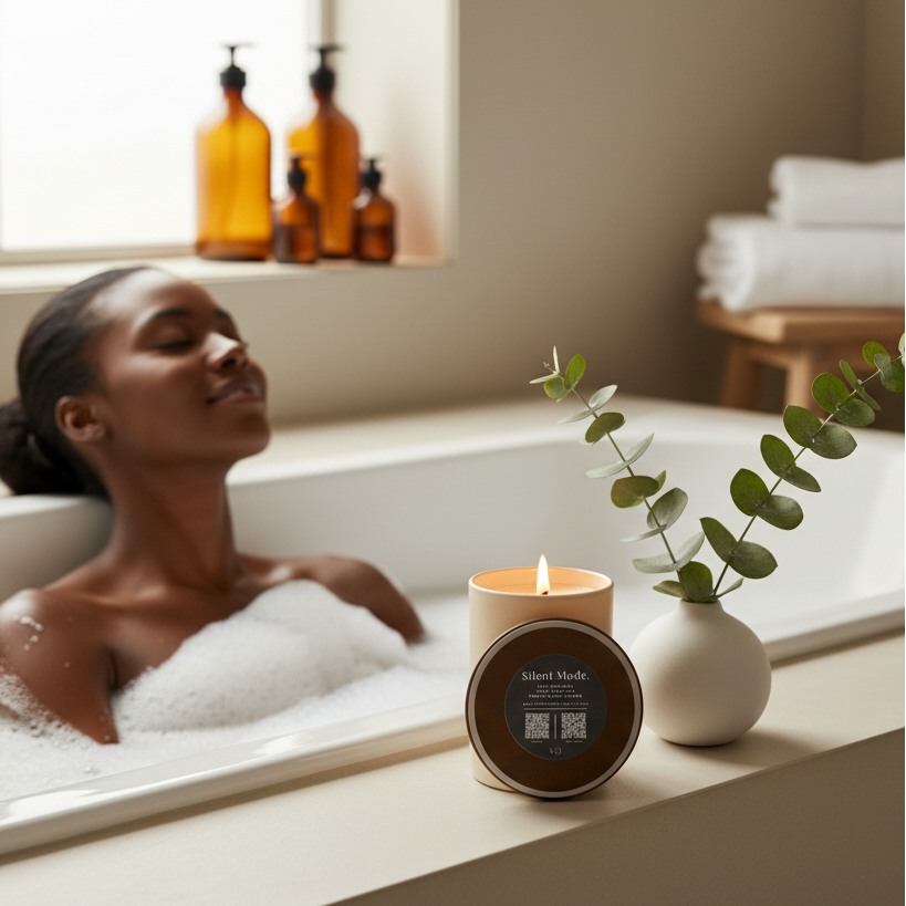 Silent Mode. Candle w/Curated Playlist