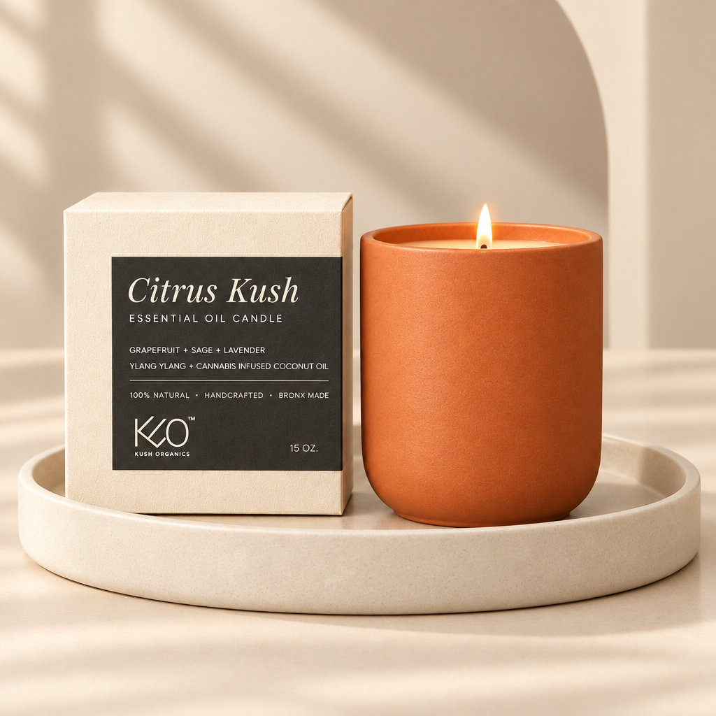 Citrus Kush Candle & Curated Playlist.