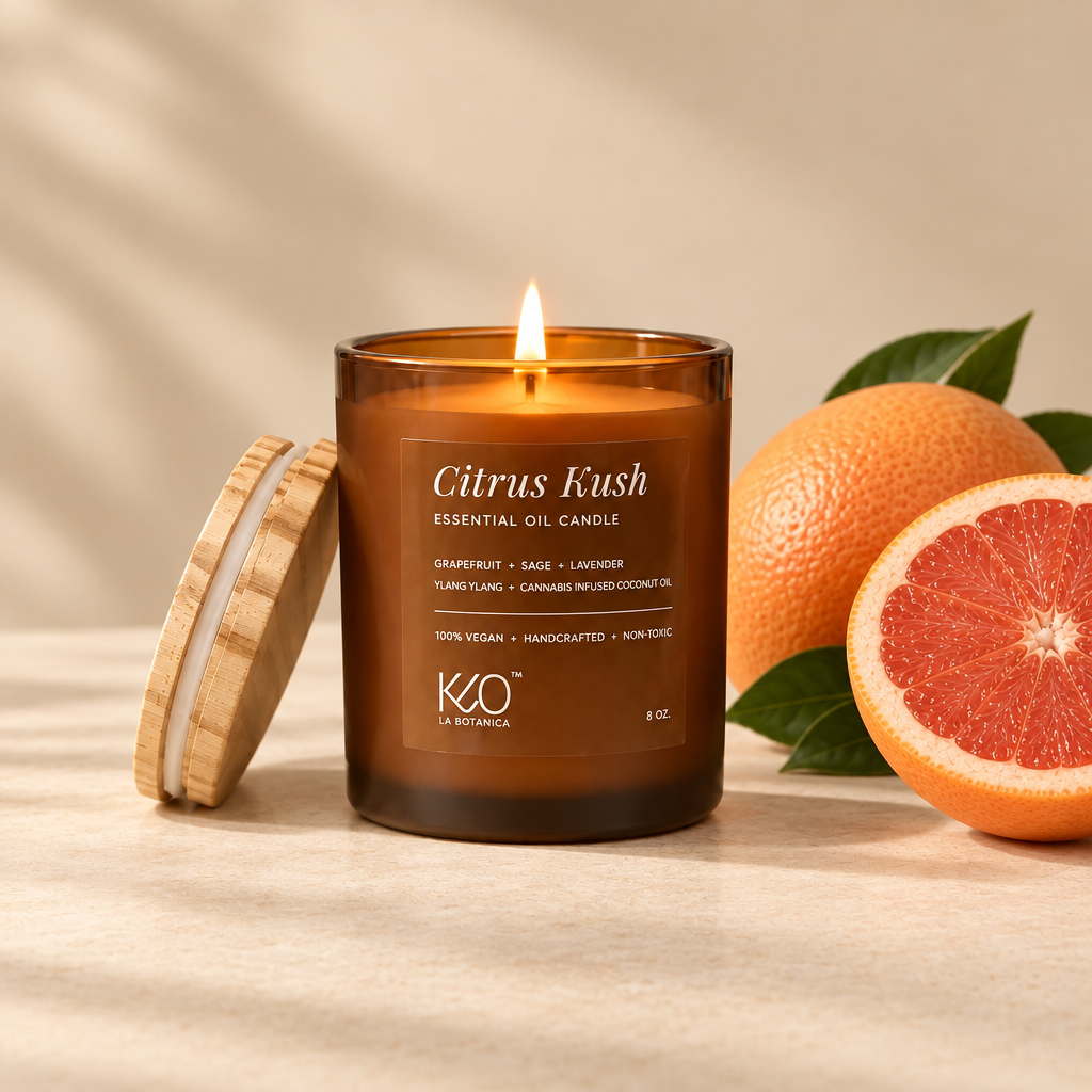 Fun Size Citrus Kush Candle & Curated Playlist.