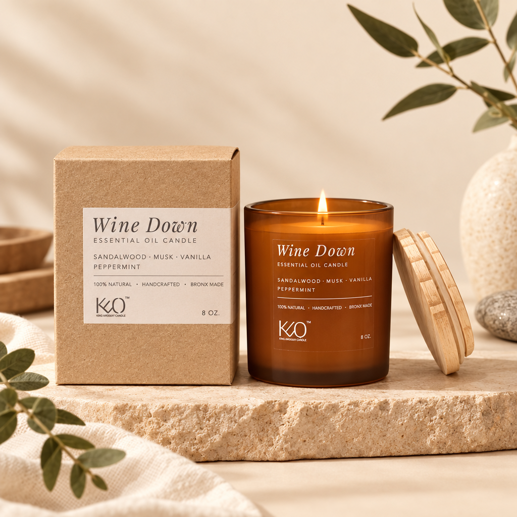 Fun Size Wine Down Candle & Curated Playlist.
