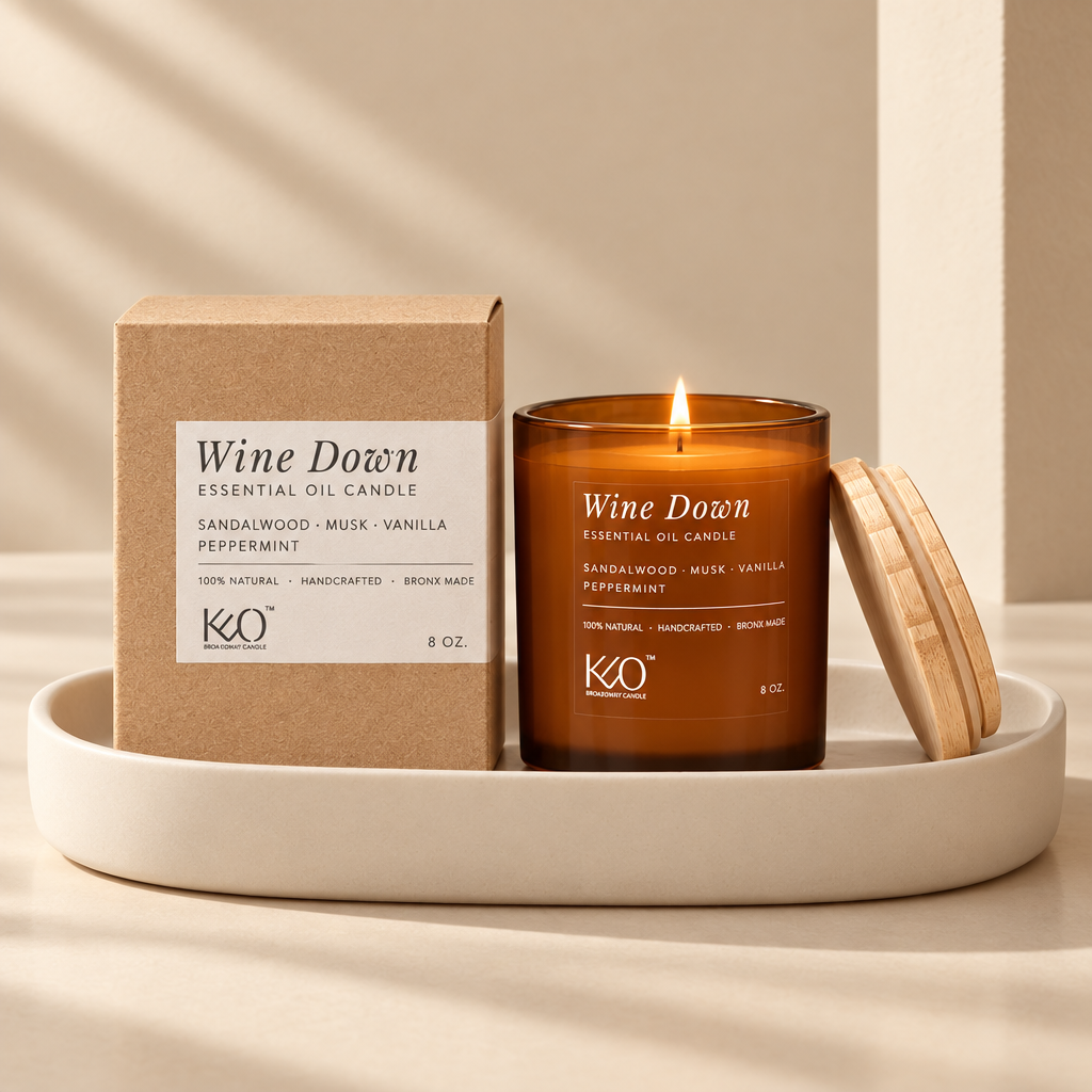 Fun Size Wine Down Candle & Curated Playlist.