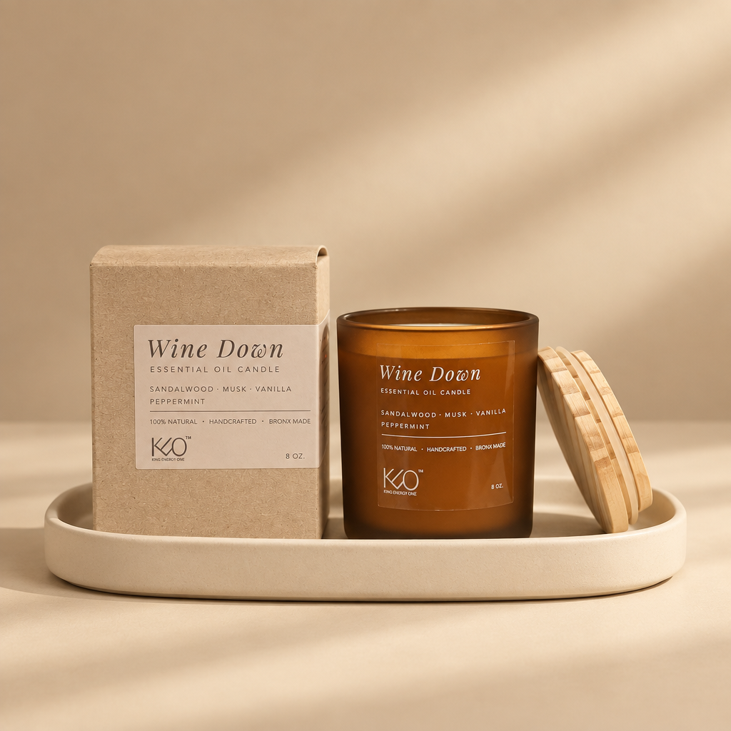 Fun Size Wine Down Candle & Curated Playlist.