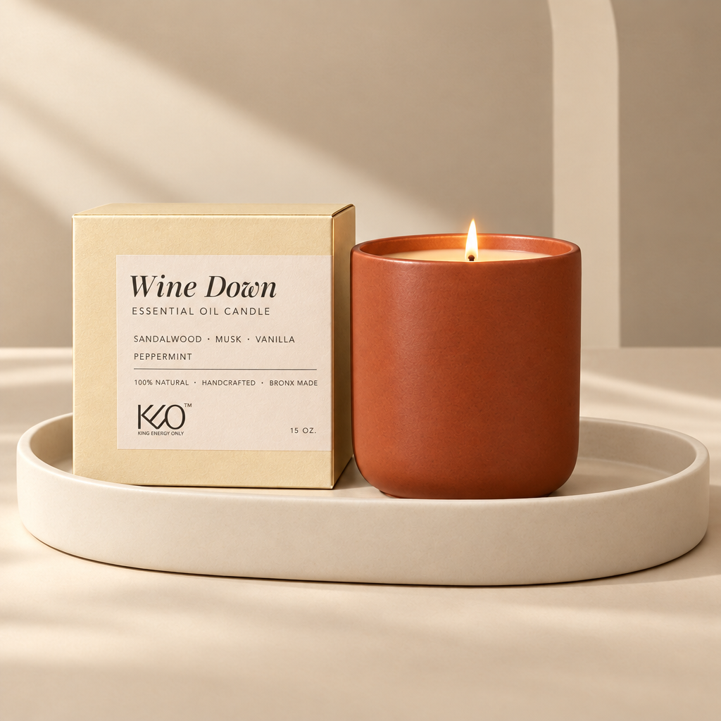 Wine Down Candle & Curated Playlist.