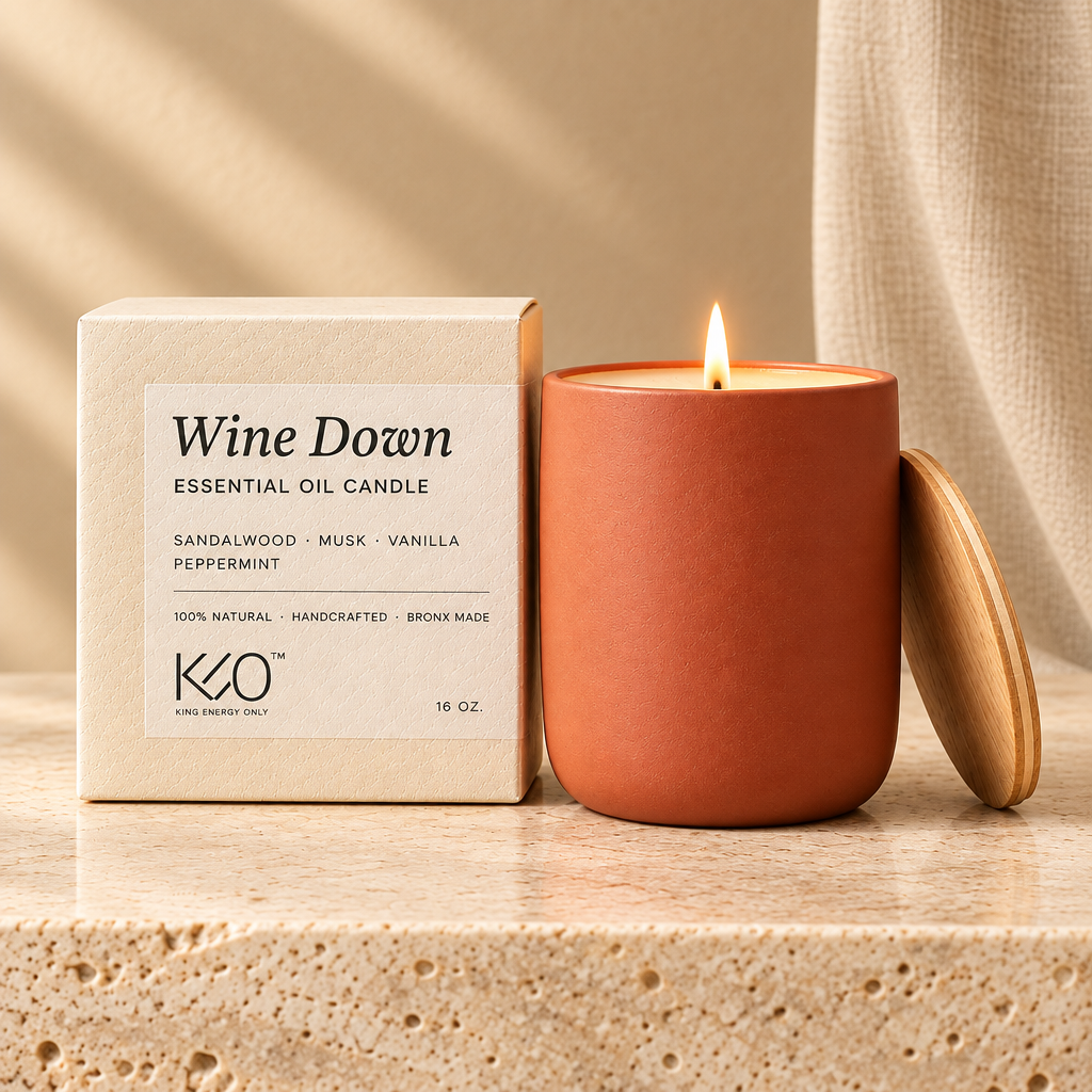 Wine Down Candle & Curated Playlist.