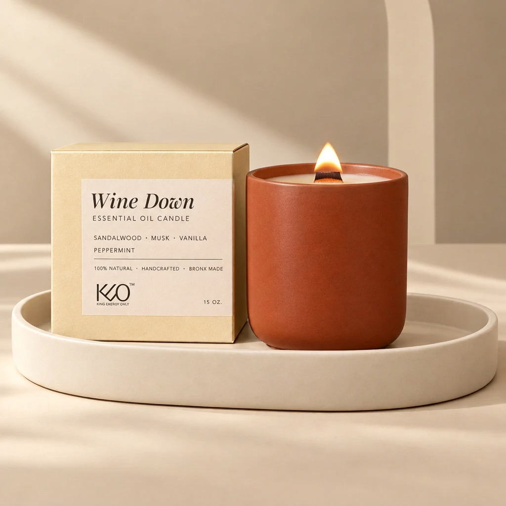 Wine Down Candle & Curated Playlist.