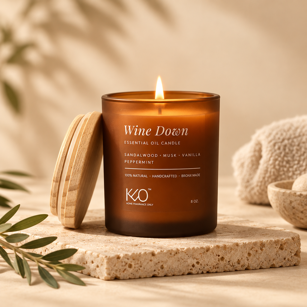 Fun Size Wine Down Candle & Curated Playlist.