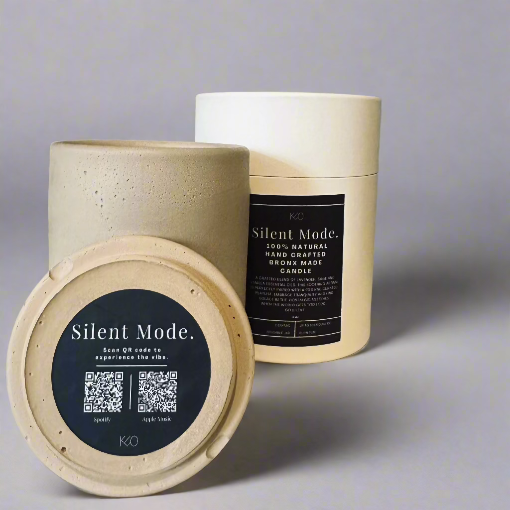 Silent Mode. Candle w/Curated Playlist