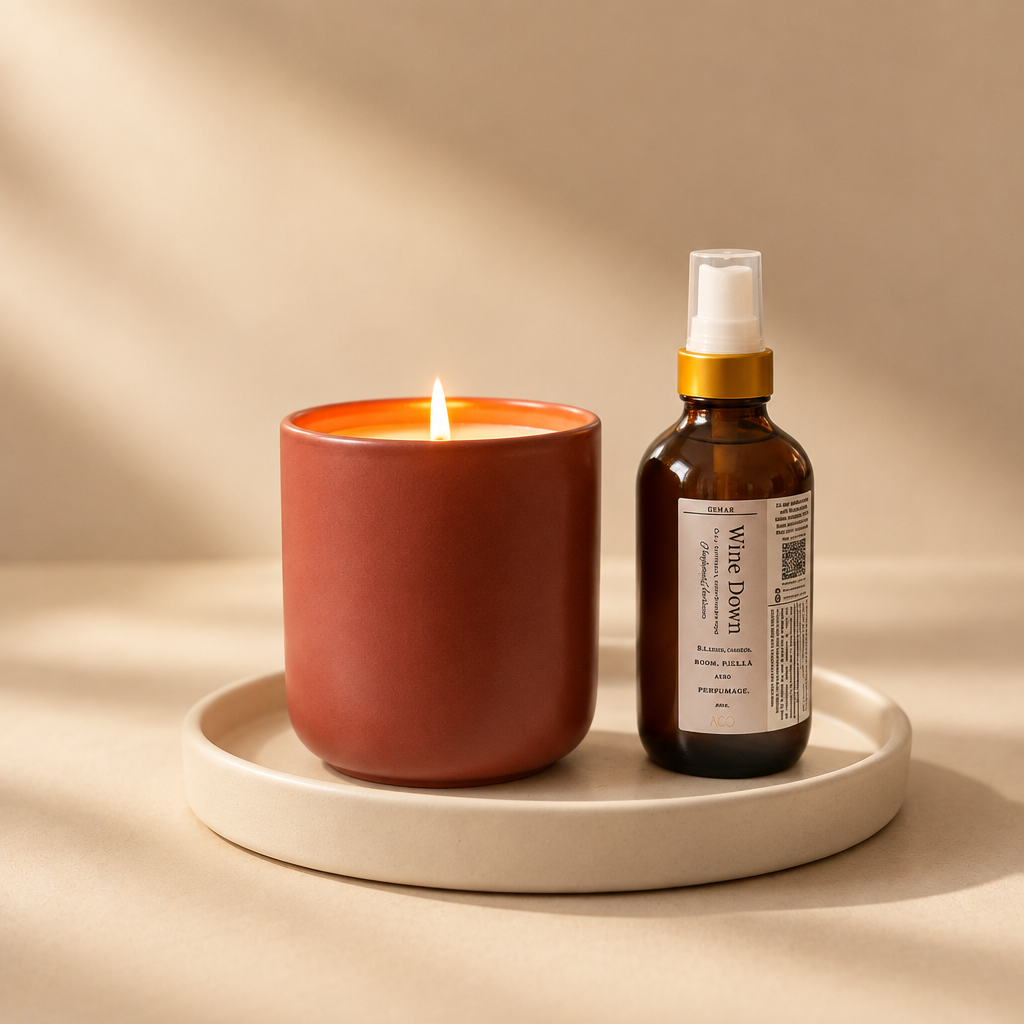 Wine Down Candle + Parfum d'Ambiance Set