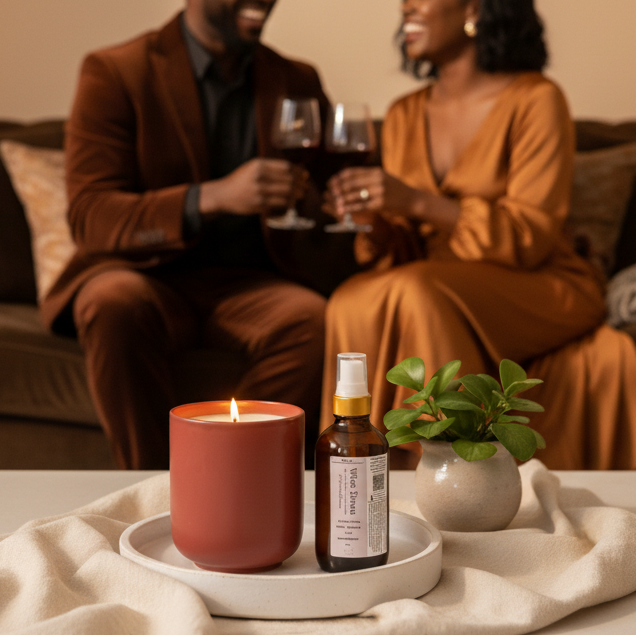 Wine Down Candle + Parfum d'Ambiance Set